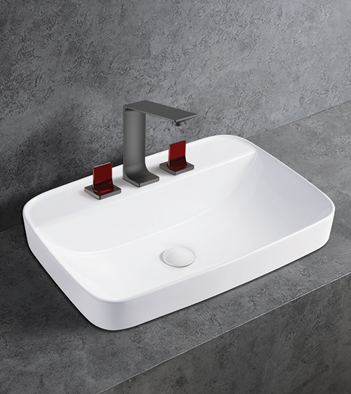 Three Hole Semi Counter Wash Basin – Aquant India